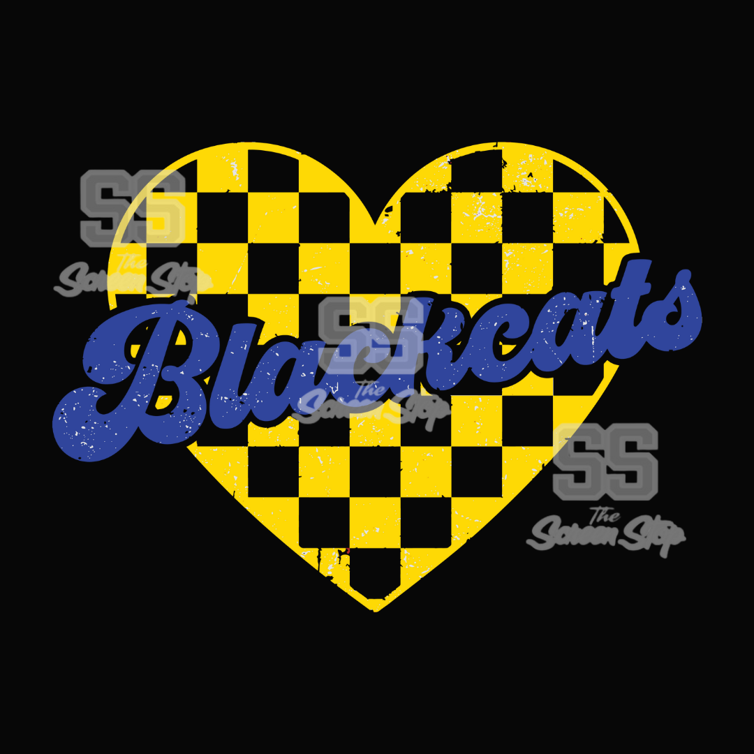 BLACKCATS HEART CHECKERED